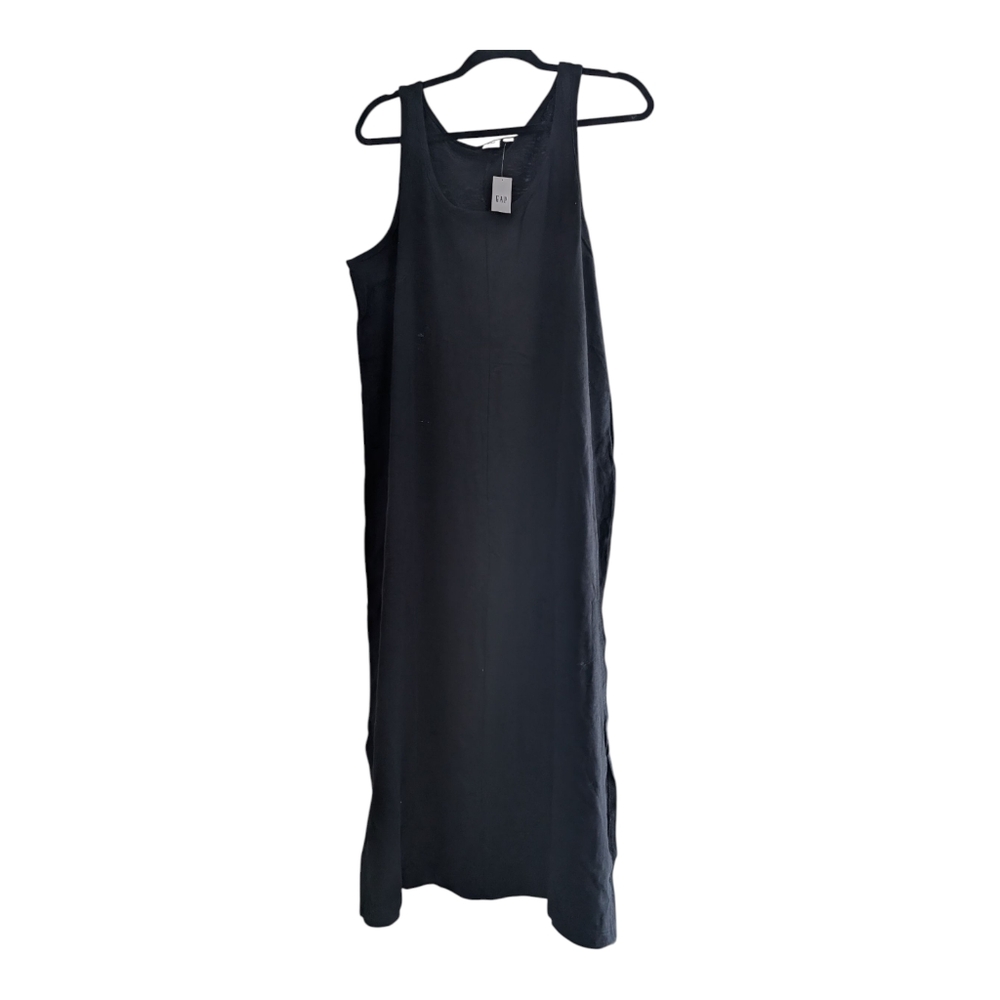 GAP Womens Black Maxi Cotton Sleeveless Long Stretch Dress T-Shirt Dress